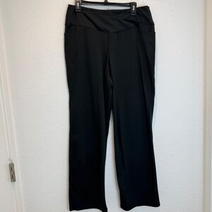 Jockey Black Athleisure Pants Wide Leg Pockets Cropped Length Size XXL 32x30